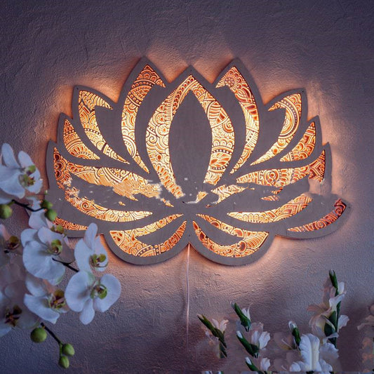 Lotus Home Atmosphere Decoration Wooden Night Light