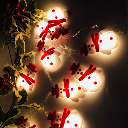 Snowman Christmas Tree LED Garland String Lights Snowflakes String Fairy Lights Hanging Ornaments