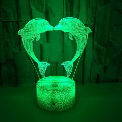 Boutique Customized Gift Box With Colorful 3D Dolphin Light 3D LightIllusionLight LED Light 3D Touch Small TableLamp