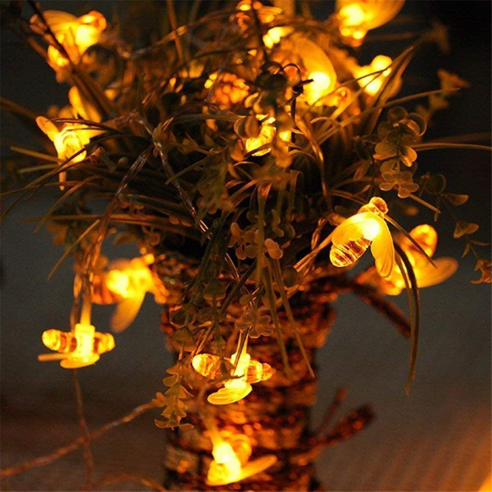 Solar string lights bee decorative lights