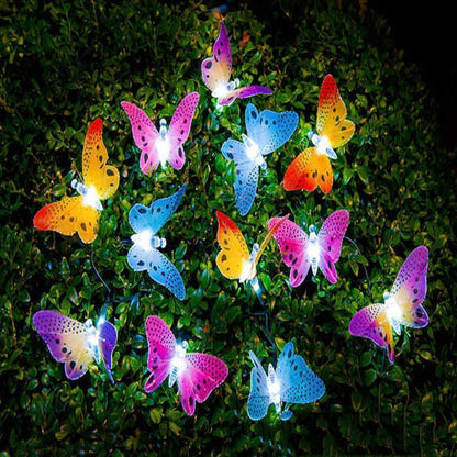 Solar Fiber Butterfly Lighting Chain Outdoor Waterproof