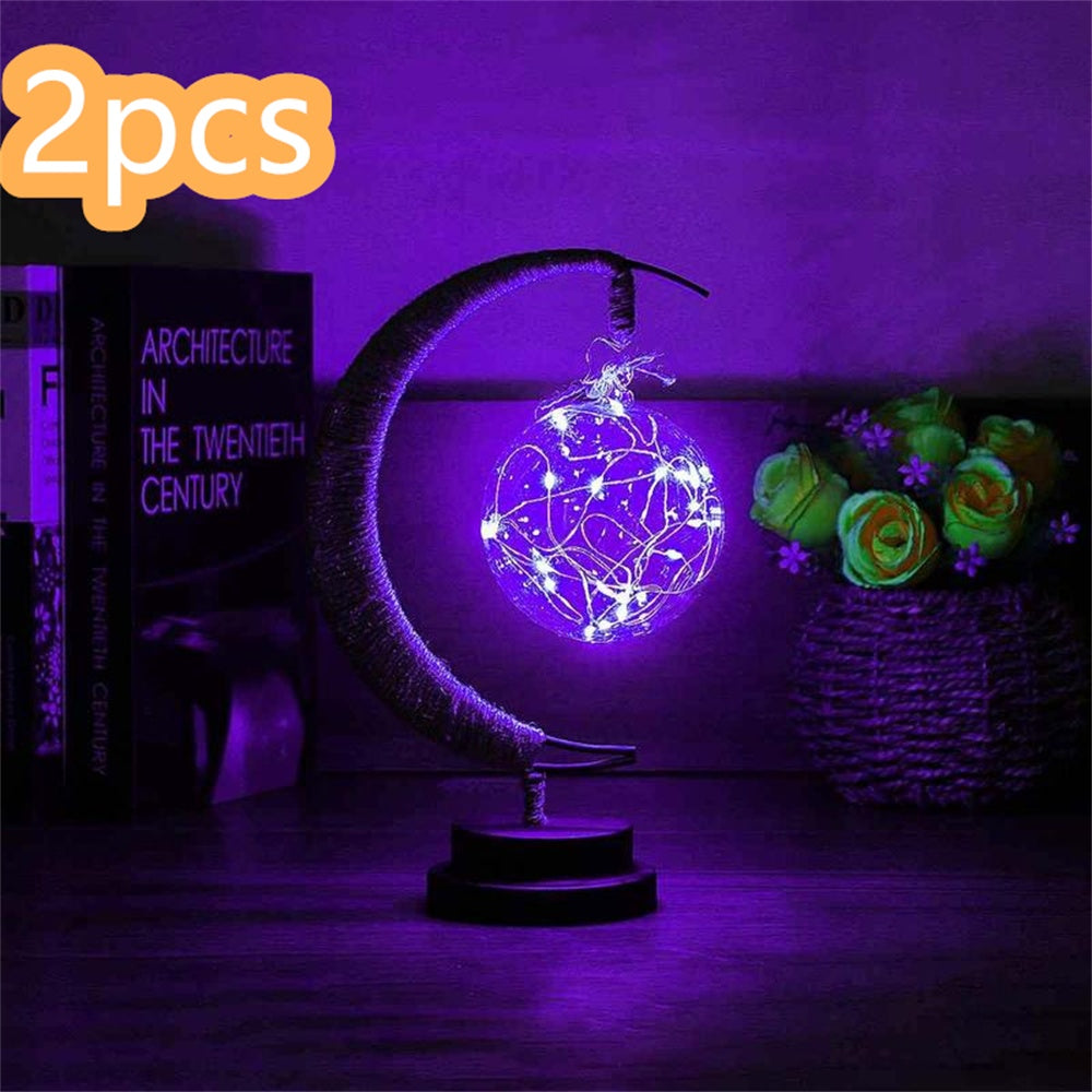 Led Moon Light Wrought Iron Ornament Light Star Shape Copper Wire Light Decorative Light USB Battery